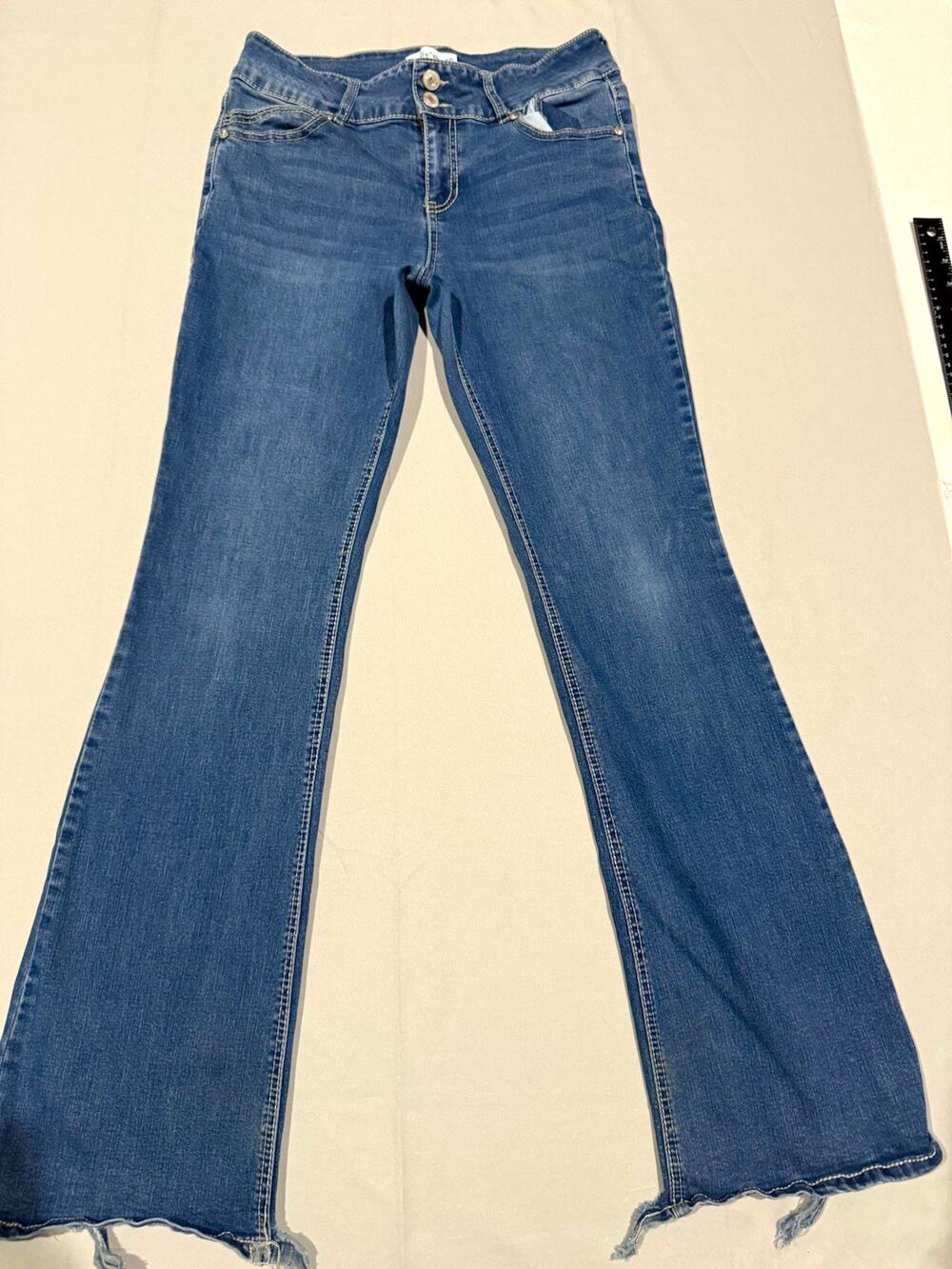 Vanilla Star Womens Blue Medium Wash Bootcut Jeans Size 10 Stretch 5-Pocket